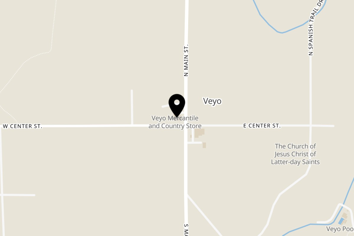 Map showing the location of The Cactus Restaurant on 2-30 W Center St in Veyo